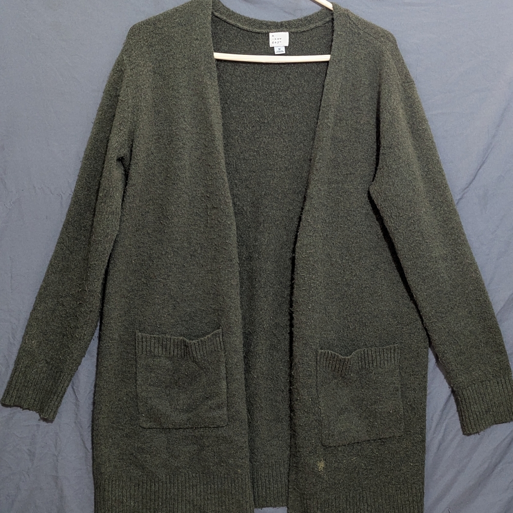 a new day Dark Green Open Front Cardigan